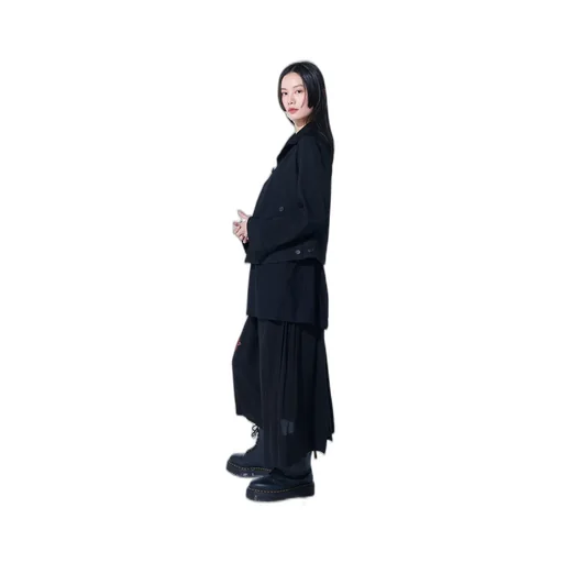 Washer Finished Wool Gabardine Open Collar Short Blouson