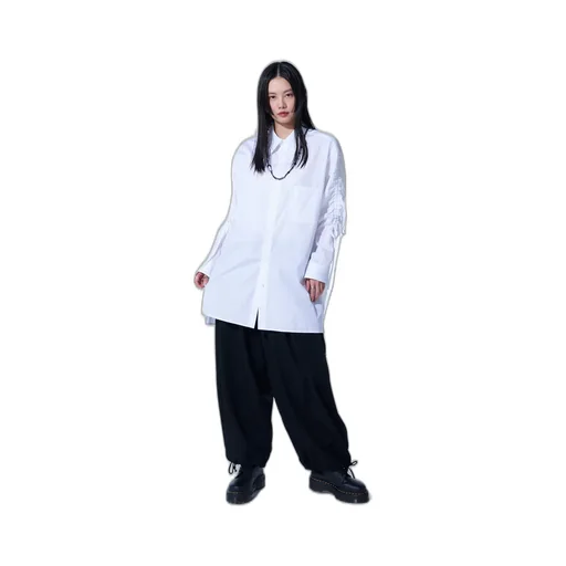 Washer Finished Wool Gabardine Balloon Pants With Zipper Pockets