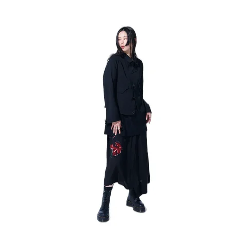 Washer Finished Wool Gabardine Open Collar Short Blouson