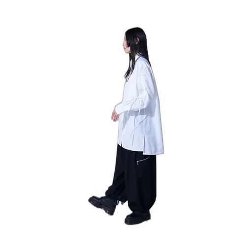 Washer Finished Wool Gabardine Balloon Pants With Zipper Pockets