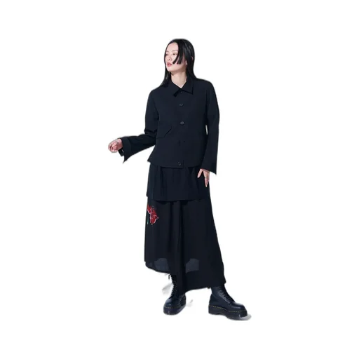 Washer Finished Wool Gabardine Open Collar Short Blouson