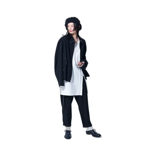 Washer Finished Wool Gabardine 2-Tuck Pants With Cut-Out Hem Design