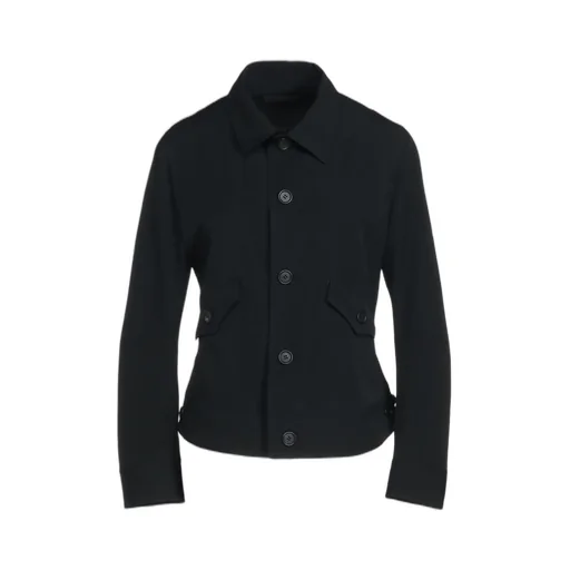 Washer Finished Wool Gabardine Open Collar Short Blouson