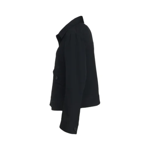 Washer Finished Wool Gabardine Open Collar Short Blouson