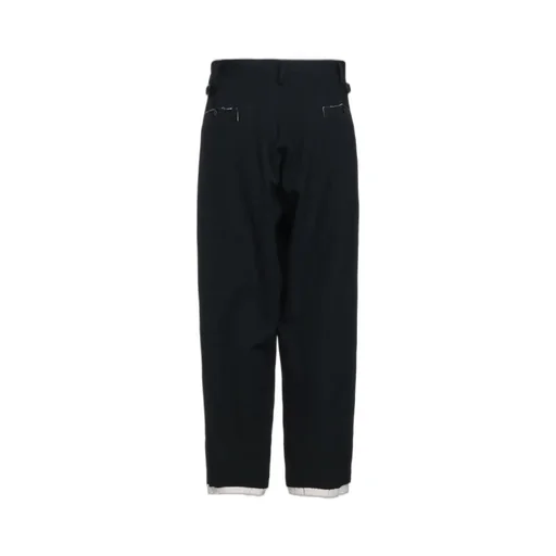 Washer Finished Wool Gabardine 2-Tuck Pants With Cut-Out Hem Design