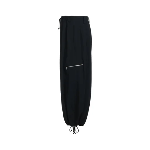 Washer Finished Wool Gabardine Balloon Pants With Zipper Pockets