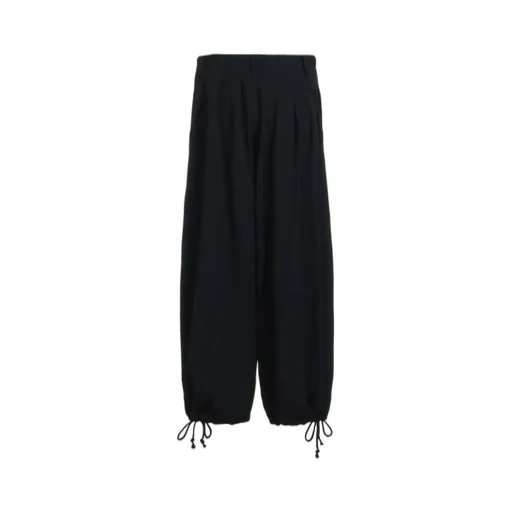 Washer Finished Wool Gabardine Balloon Pants With Zipper Pockets