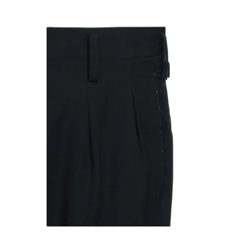 Washer Finished Wool Gabardine 2-Tuck Pants With Cut-Out Hem Design