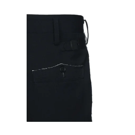 Washer Finished Wool Gabardine 2-Tuck Pants With Cut-Out Hem Design