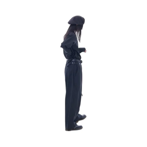 T/W Gabardine Suspender Pants With Triangle Gusset