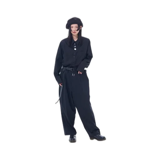 T/W Gabardine Suspender Pants With Triangle Gusset