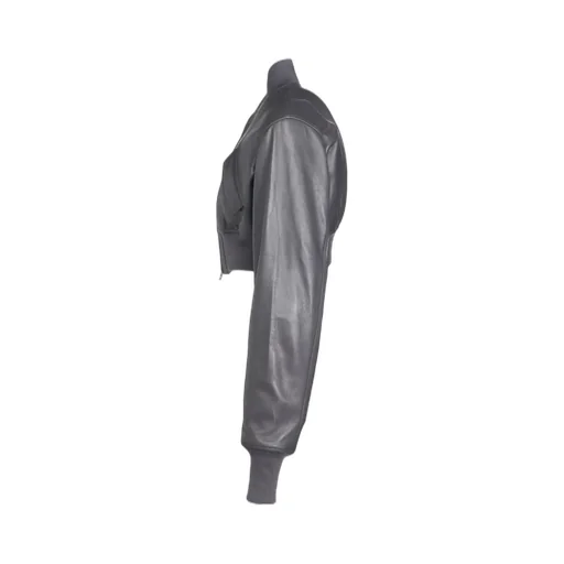 Semi-Vegetable Tanned Sheep Leather Cropped Bomber Jacket