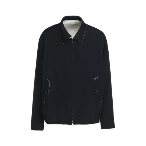 Washer Finished Wool Gabardine Oversized Reversible Blouson With Cut-Out Design