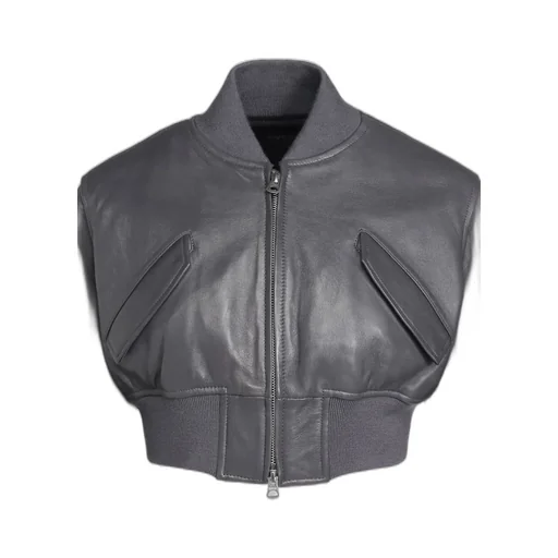 Semi-Vegetable Tanned Sheep Leather Cropped Bomber Jacket