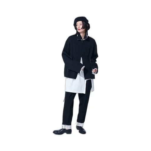 Washer Finished Wool Gabardine Oversized Reversible Blouson With Cut-Out Design