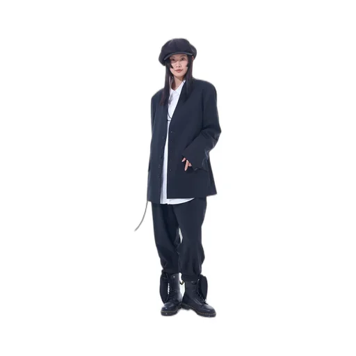 T/W Gabardine Collarless Jacket