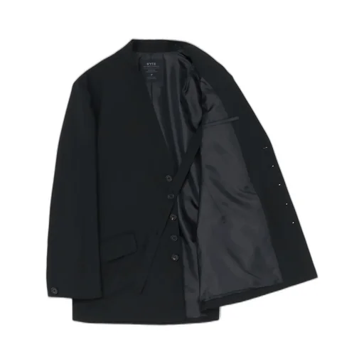 T/W Gabardine Collarless Jacket