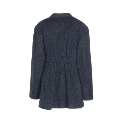Eco Wool Beaver Jacket With Gathered Shirring