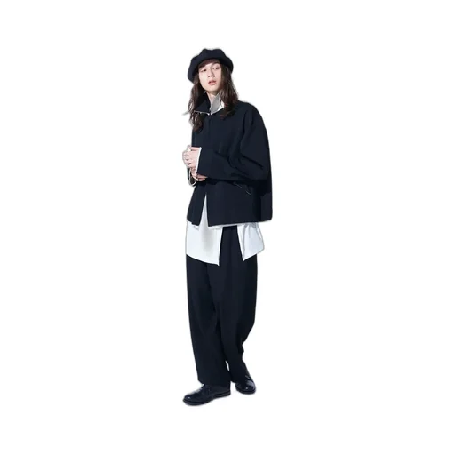 Washer Finished Wool Gabardine Oversized Reversible Blouson With Cut-Out Design