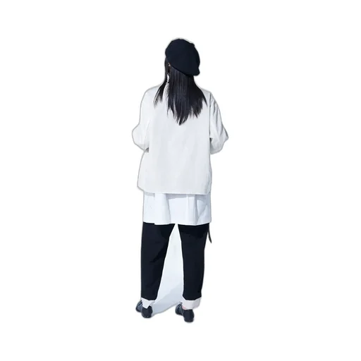 Washer Finished Wool Gabardine Oversized Reversible Blouson With Cut-Out Design