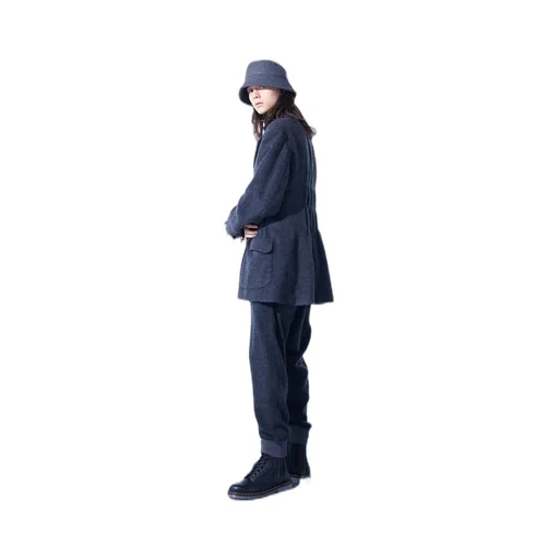 Eco Wool Beaver Jacket With Gathered Shirring