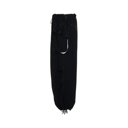 Eco Wool Beaver White Stitch Cargo Pants With Asymmetrical Pockets
