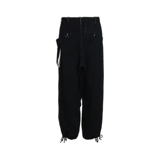 Eco Wool Beaver White Stitch Cargo Pants With Asymmetrical Pockets
