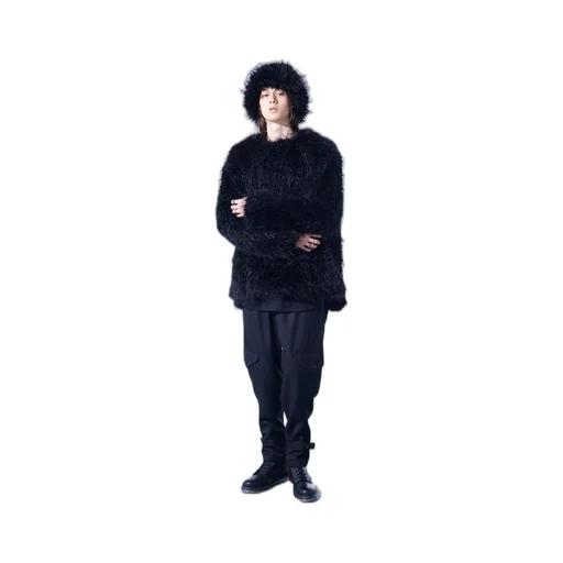 Shaggy Fur Crew Neck Pullover