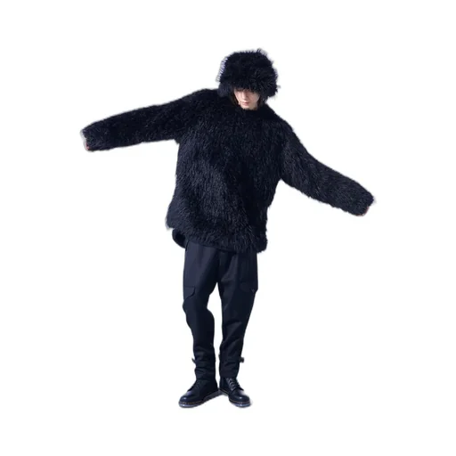 Shaggy Fur Crew Neck Pullover