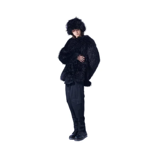 Shaggy Fur Crew Neck Pullover