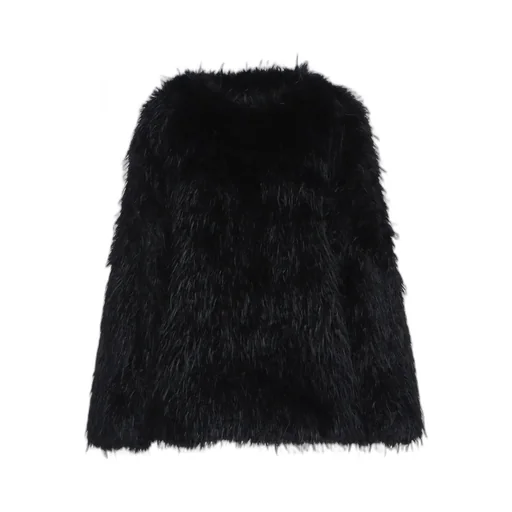 Shaggy Fur Crew Neck Pullover