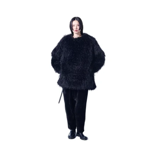 Shaggy Fur Crew Neck Pullover