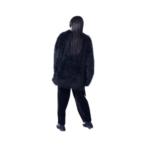 Shaggy Fur Crew Neck Pullover