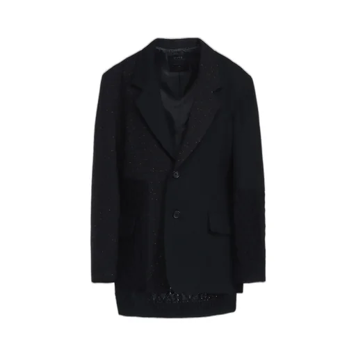 Color Nep Calze + Etermine Tweed Jacket With Knit Switching Design