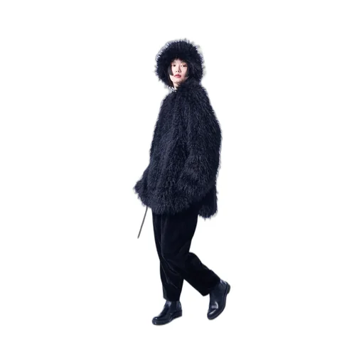 Shaggy Fur Crew Neck Pullover