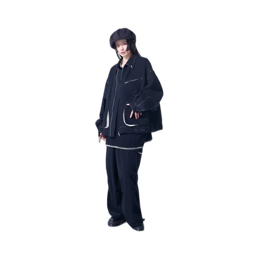 Eco Wool Beaver White Stitch Cargo Pants With Asymmetrical Pockets