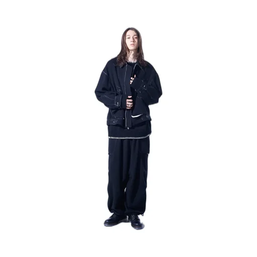 Eco Wool Beaver White Stitch Cargo Pants With Asymmetrical Pockets