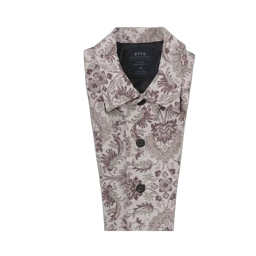Velveteen Long Coat With Gobelins Jacquard Switched Design
