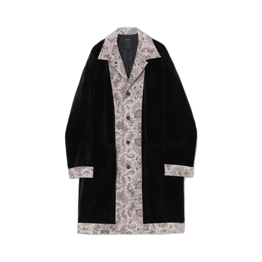 Velveteen Long Coat With Gobelins Jacquard Switched Design