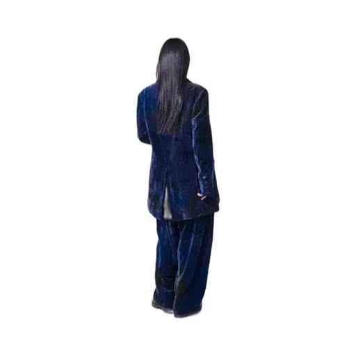 Tie-Dye Velvet Semi-Double-Breasted Jacket