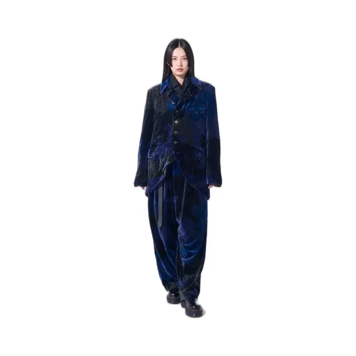 Tie-Dye Velvet Semi-Double-Breasted Jacket