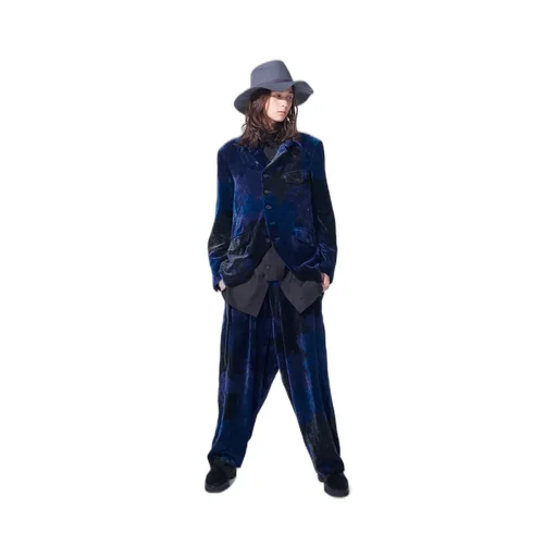 Tie-Dye Velvet Semi-Double-Breasted Jacket