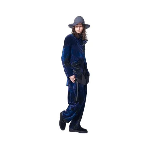 Tie-Dye Velvet Semi-Double-Breasted Jacket