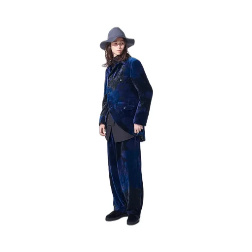 Tie-Dye Velvet Semi-Double-Breasted Jacket
