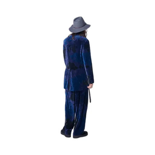 Tie-Dye Velvet Semi-Double-Breasted Jacket
