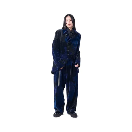 Tie-Dye Velvet Suspender Pants With Triangle Gusset