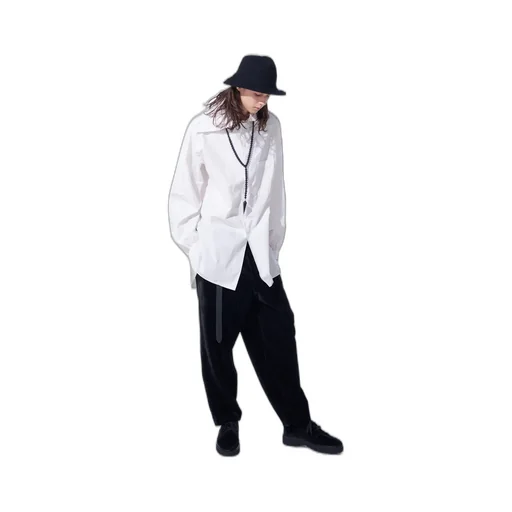 Cotton/Linen Washer Typewriter Big-Collared Shirt