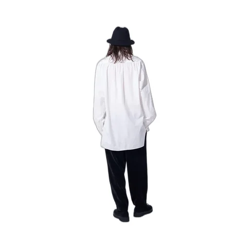 Cotton/Linen Washer Typewriter Big-Collared Shirt