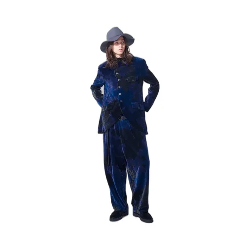 Tie-Dye Velvet Suspender Pants With Triangle Gusset