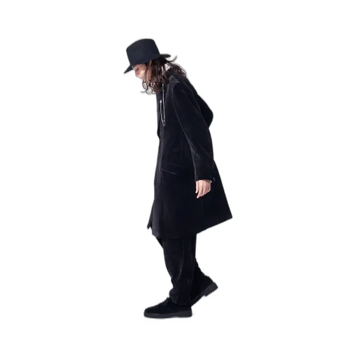 Velveteen Notched Lapel Long Jacket